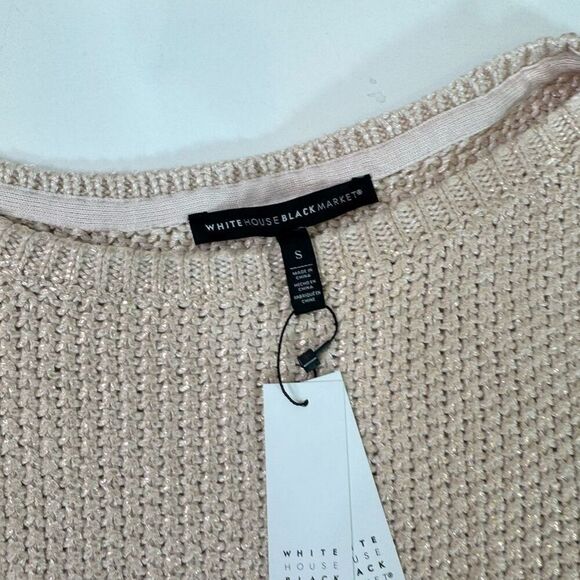 WHBM Sweater Womens Small Pink Metallic Shimmer Crewneck New Spring Pullover - Picture 5 of 11